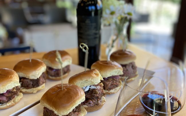 Sliders and red wine
